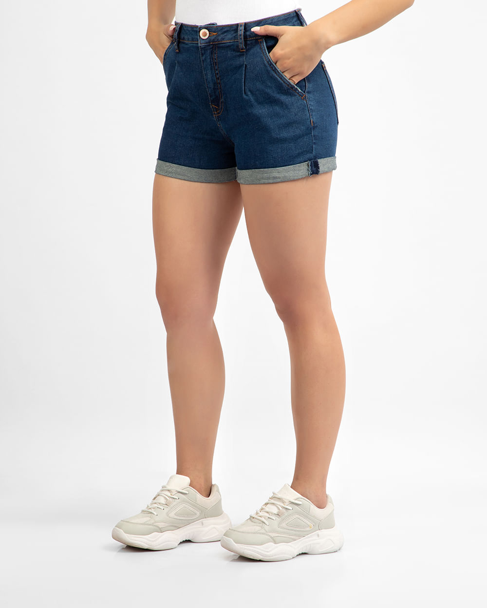 Short Jean Mujer Mom Azul Oscuro