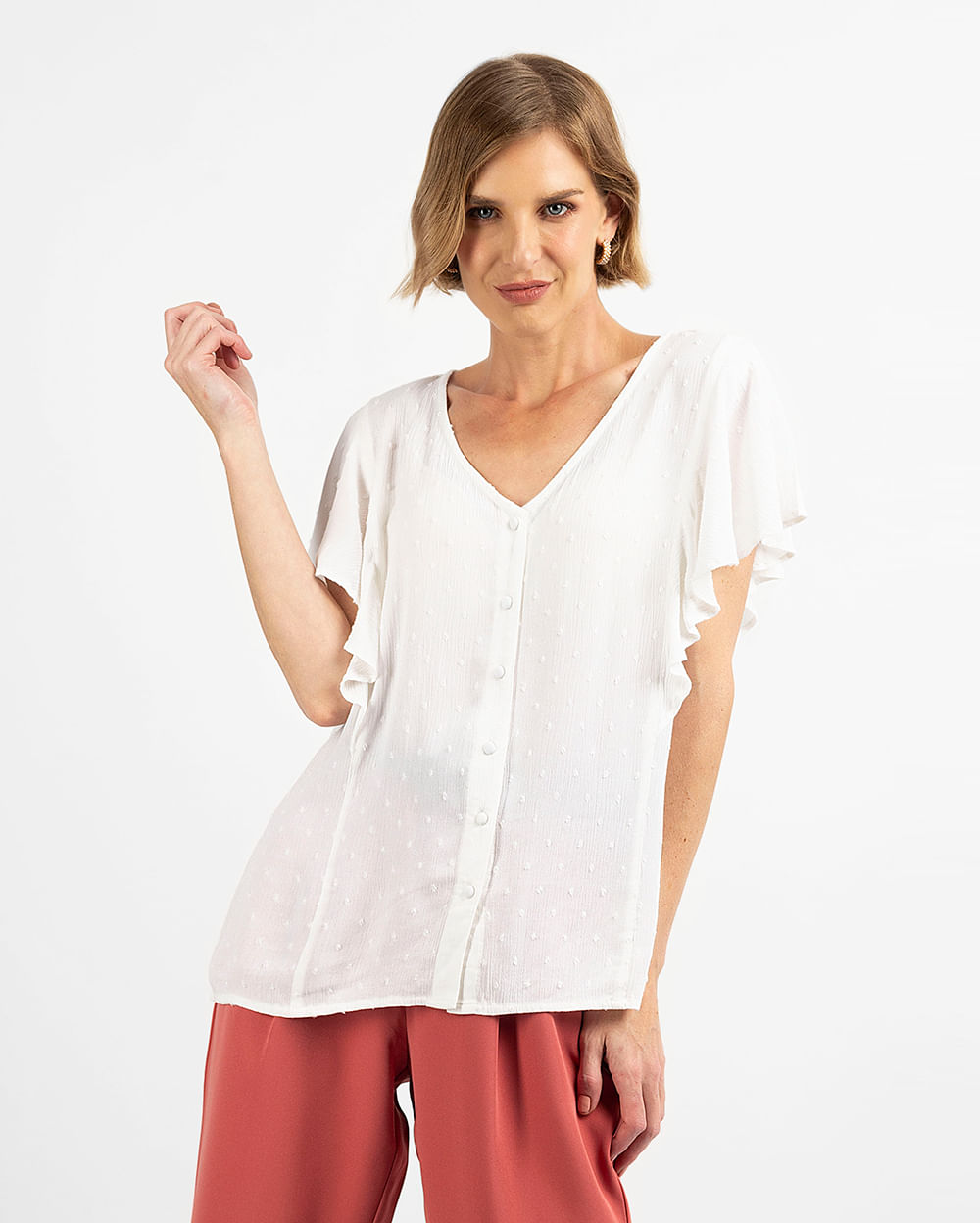 Blusa blanca lisa online de mujer