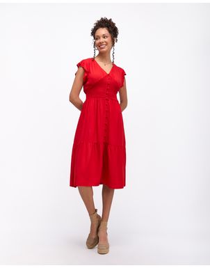 Vestido-Mujer-Leonor-Solid-Rojo-Flama-S