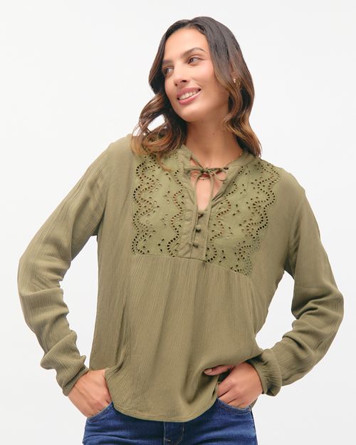 Blusa-Mujer-Blanca-Verde-Olivo-S