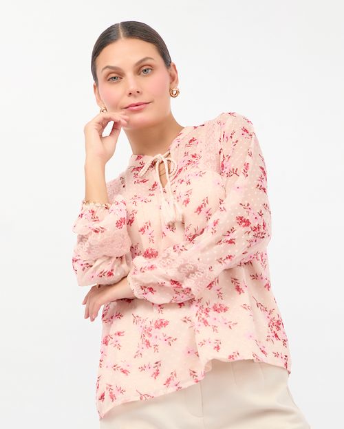 Blusa-Mujer-Flor-Rosado-S