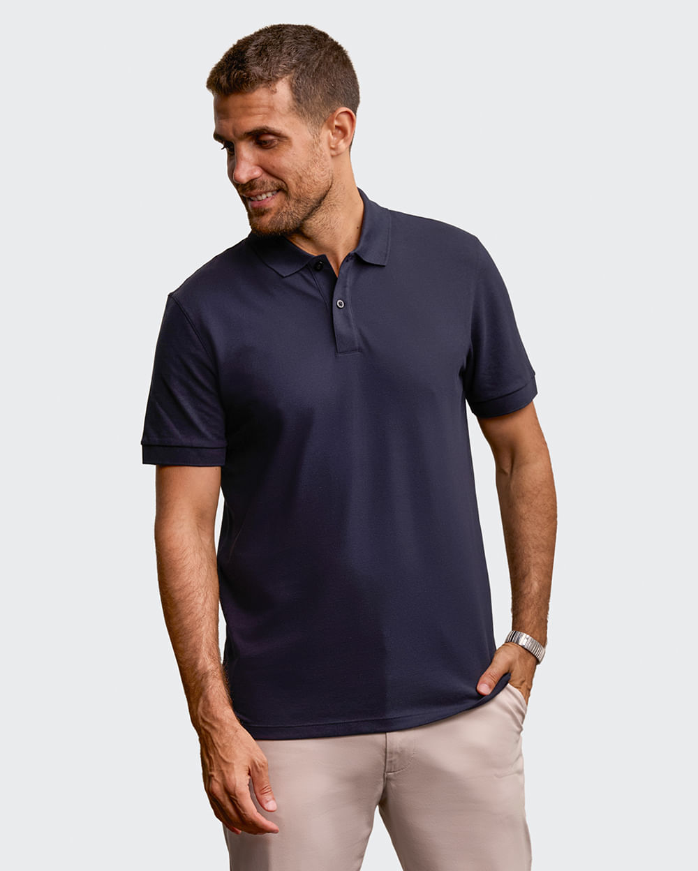 Polo Cuello Camisa Hombre Anthony Azul Oxford